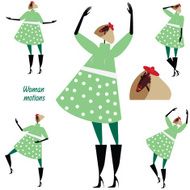 Set of woman motions in green N2