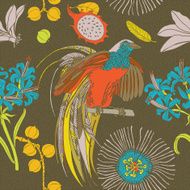 Hand draw tropical flowers and birds N4