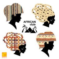 Set of silhouettes heads African women