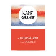 blue and red business card vector watercolor N2