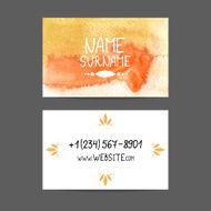 orange business card vector watercolor N2