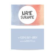 pink and blue business card vector watercolor
