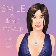 Smiling young Girl in cocktail dress and pendant