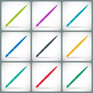 set paint brush colorful icons in the style flat design
