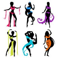 Set of silhouettes eastern dancers