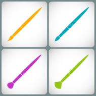 set paint brush colored icons in the style flat design