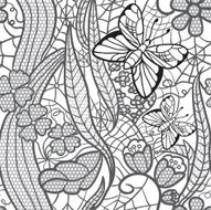 Seamless lacy pattern with flowers and butterflies