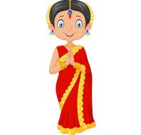 Cartoon Indian girl wearing traditional dress