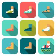 Set of flat shoes icons with shadow N2