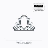 Vintage mirror icon Retro decoration sign N3