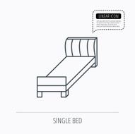 Single bed icon Bedroom furniture sign N3