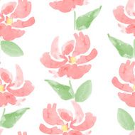 red watercolor flowers seamless pattern
