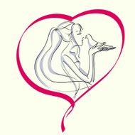 Wedding Day invitation with beautiful fiancee and dove N2