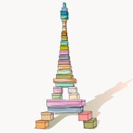 Colorful Eiffel tower with shopping box