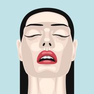 Beauty brunette Woman with open Mouth