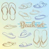 Vector set of slippers painted lines in minimalist style