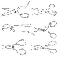 Scissors vintage line isolated on white background Vector illus