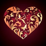 Valentine&#039;s day greeting card with golden floral heart shape