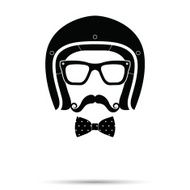 Helmet Glasses Bowtie and Mustache man Set Vector illustrati