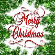 Merry Christmas retro background with fir branches Vector illustration EPS