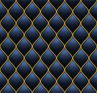 Dark Deep Blue with Gold Quilted Leather Seamless Background Vector