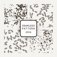 Set of vector seamless patterns with leaves flying in the