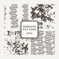 Set of vector seamless patterns with leaves flying in the N2
