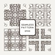 Set of vector seamless color pattern intersecting lines and wicker