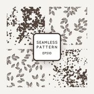 Set of vector seamless patterns with leaves flying in the N3
