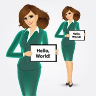 woman olding a sign with text message