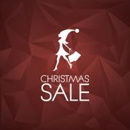 Low poly christmas background Holiday sales poster Woman in Santa