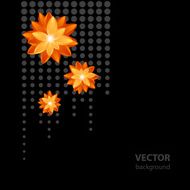 Abstract black disco banner background with flowers