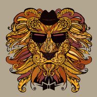 Vector illustration patterned head of the lion N2