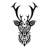 Deer head Polynesian tattoo style