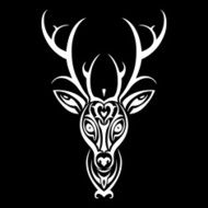 Deer head Polynesian tattoo style N2