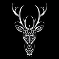 Deer head Polynesian tattoo style N3