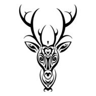 Deer head Polynesian tattoo style N4