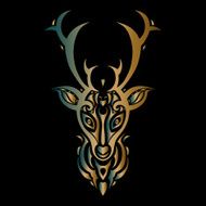 Deer head Polynesian tattoo style N5
