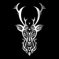 Deer head Polynesian tattoo style N6