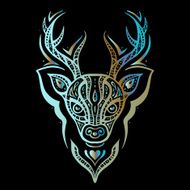 Deer head Polynesian tattoo style N8