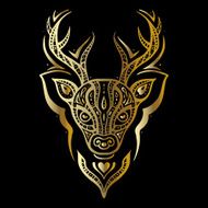 Deer head Polynesian tattoo style N9