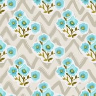 Seamless pattern with flowers and zigzag backdrop N3