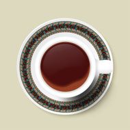 Cup of coffee and tribal texture on a saucer Vector