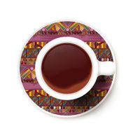 Cup of coffee and ethnic texture on a saucer Vector