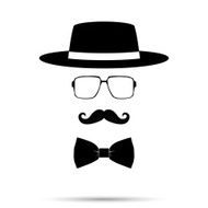 Hat Glasses Bowtie and Mustache man Set Vector illustration N2