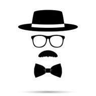 Hat Glasses Bowtie and Mustache man person Set Vector illust