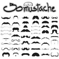 Big set of mustache vector on white background 2