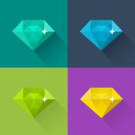 Diamond vector illustration set in flat design Colored icons N2
