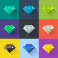 Diamond vector illustration set in flat design Colored icons N3