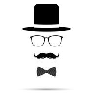 Hat Glasses Bowtie and Mustache gentleman Set Vector illustra